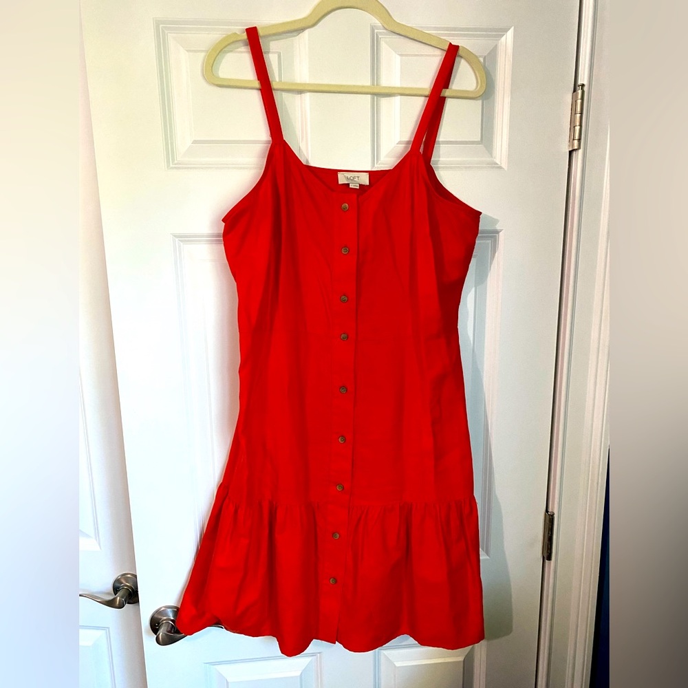 LOFT Outlet Red Linen Dress